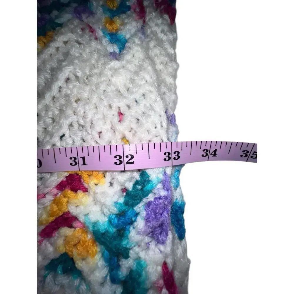 Vintage Handmade Crochet‎ Zig Zag Ripple Afghan Blanket 70x40